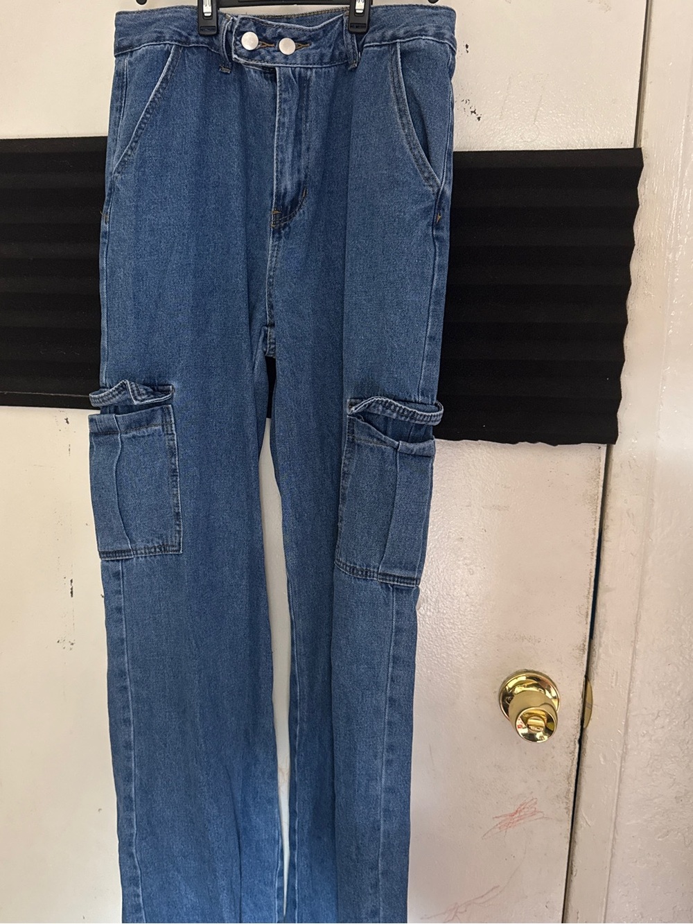 SHEIN Blue Straight-Leg Cargo Jeans